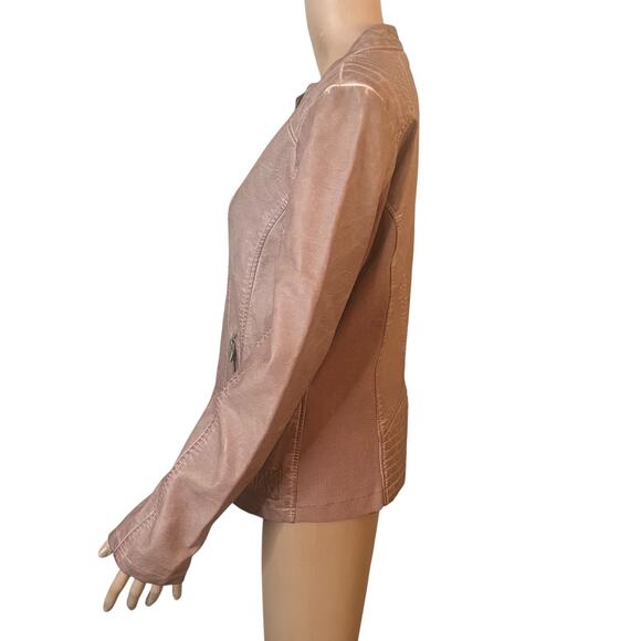 Sebby Collection Moto Jacket Womens Large Pink Mauve Faux Leather Zip Front - Picture 10 of 14